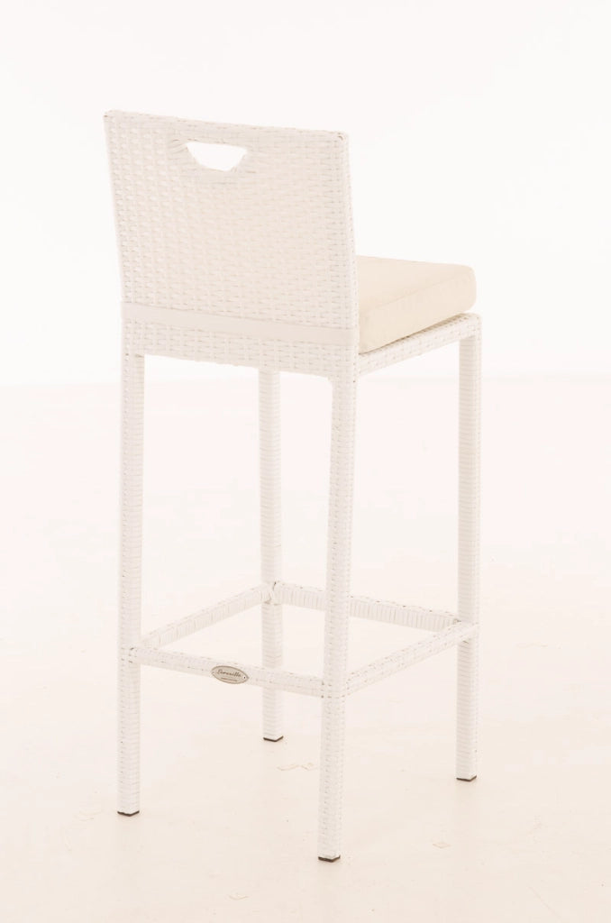 Sgabello Outdoor In Polirattan Mari bianco crema,bianco