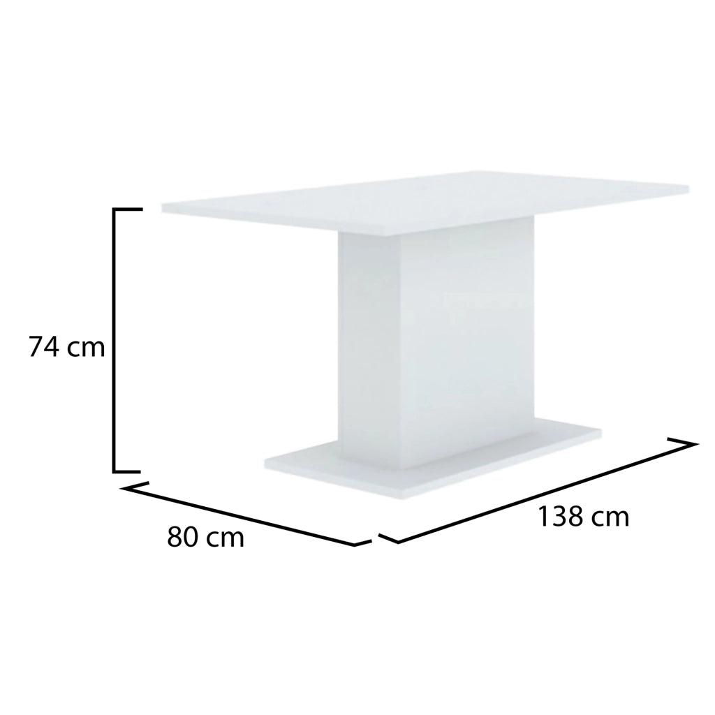 Litarari, Tavolo Fisso 6 Posti, 138x80x74h cm Bianco