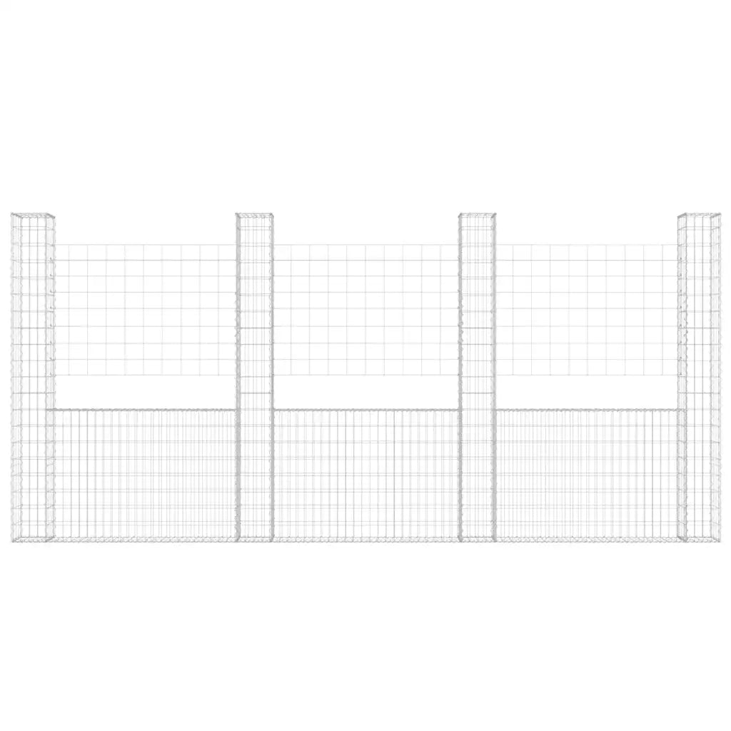 Gabbione a U con 4 Pali in Ferro 380x20x200 cm 151291