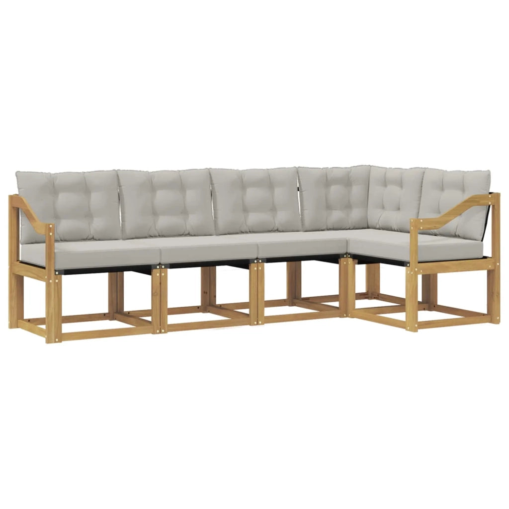 Set di divani da esterno 5 pz Bianco e Grigio Chiaro 3389485