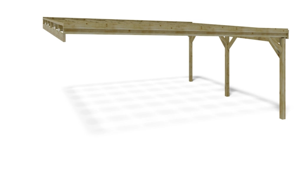 Tettoia posto auto coperto in legno 5.8x5.06 m - 29 m2 - addossato  - CAR23 - ALTANKA