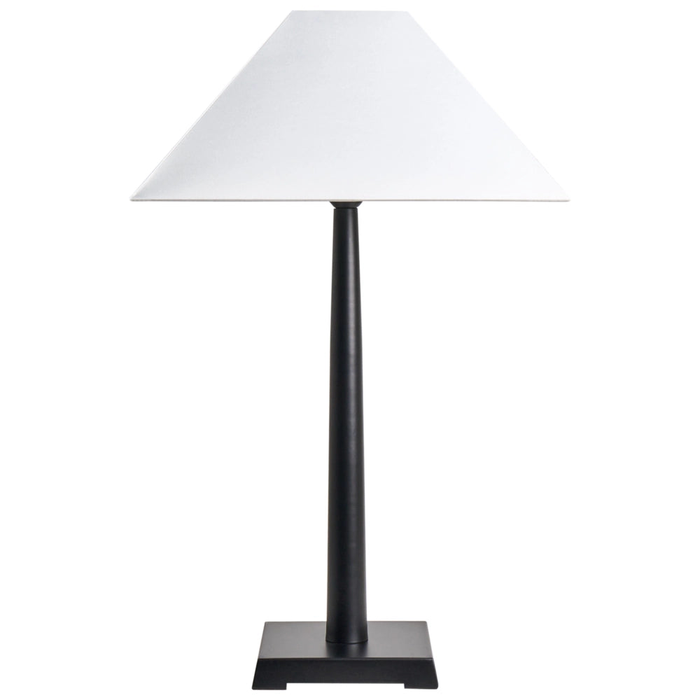 Lampada da tavolo in ferro nero Illuminazione da comodino Base in metallo Paralume in tessuto bianco Camera da letto moderna Soggiorno
