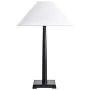 Lampada da tavolo in ferro nero Illuminazione da comodino Base in metallo Paralume in tessuto bianco Camera da letto moderna Soggiorno