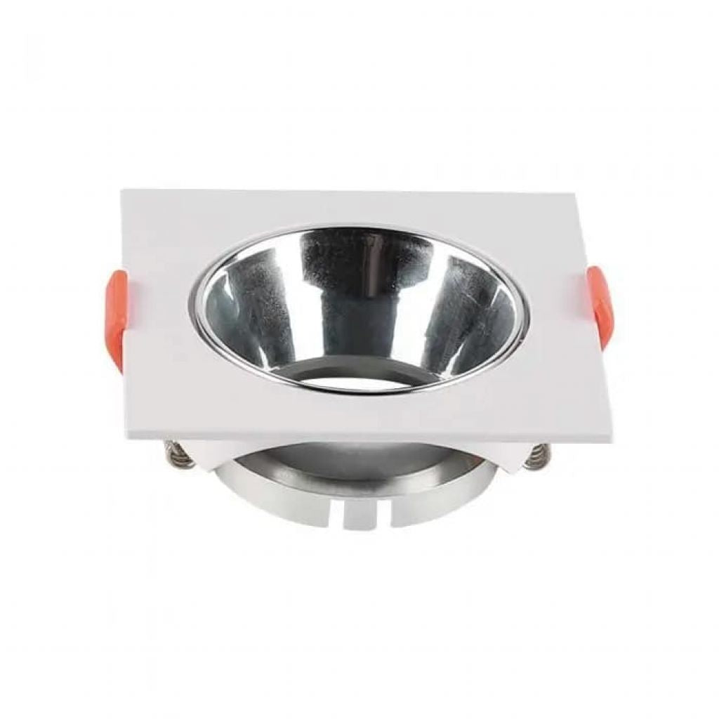 Frana bianca quadrata di montatura GU10 + Riflettore cromato