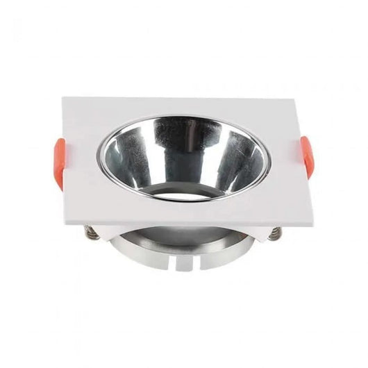 Frana bianca quadrata di montatura GU10 + Riflettore cromato