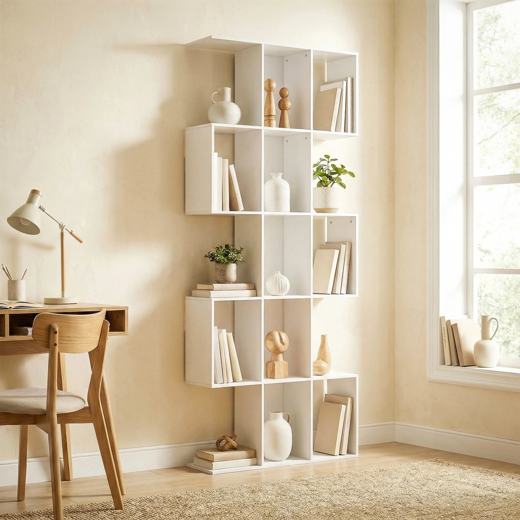 Libreria Scaffale 5 Livelli Soggiorno Studio Ufficio ¨C zephmum ¨C 80x24x200 cm Bianco