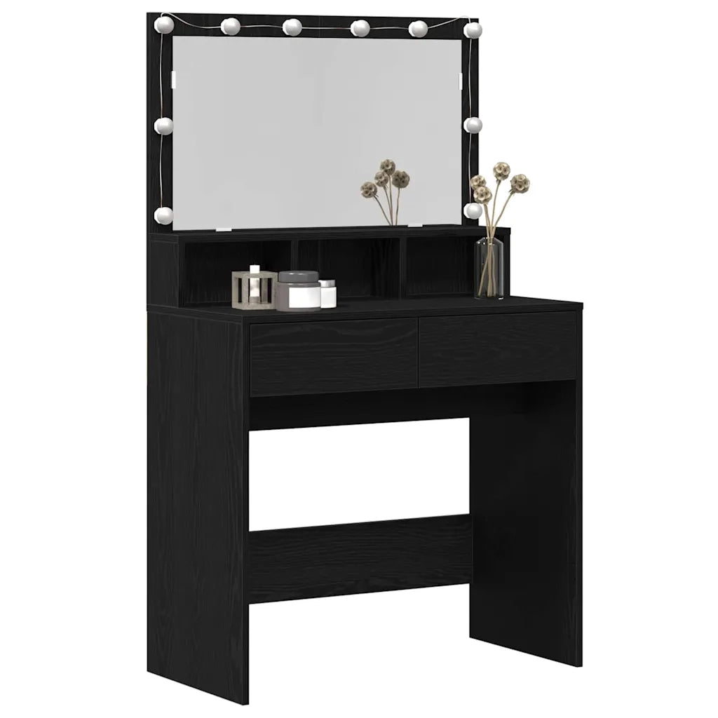 Tavolo da Trucco con cassetto Rovere Nero 80 x 41 x 134,5 cm 871539