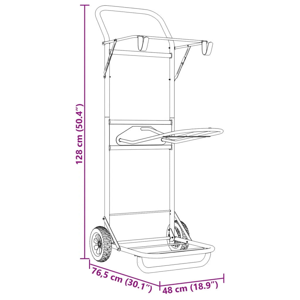 Carrello da Sella Pieghevole Nero in Acciaio 172502