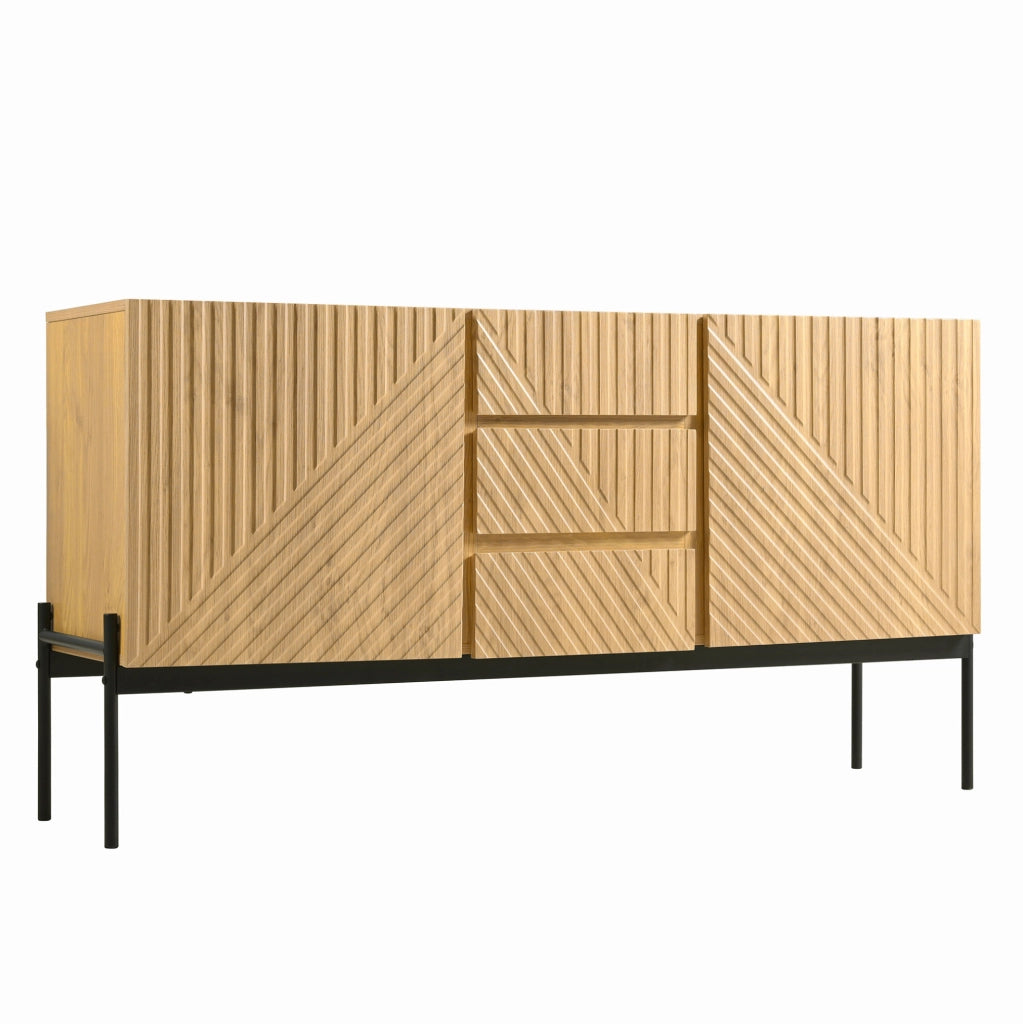 Madia moderna 140 cm con 2 ante e 3 cassetti naturale
