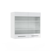 Vicco Mobile da cucina in vetro Bianco lucido 80 cm