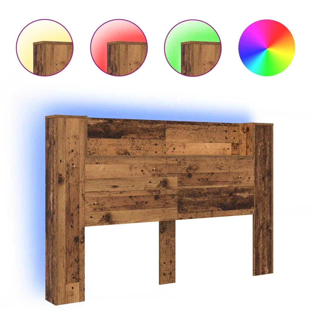 Testiera di stoccaggio con LED Legno antico 160 cm 8009446