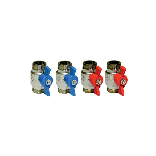 4 PZ KIT RUBINETTI VALVOLE A SFERA 2 LEVA ROSSA  2 LEVA BLU- 3/4- MAXIF- pezzi 1