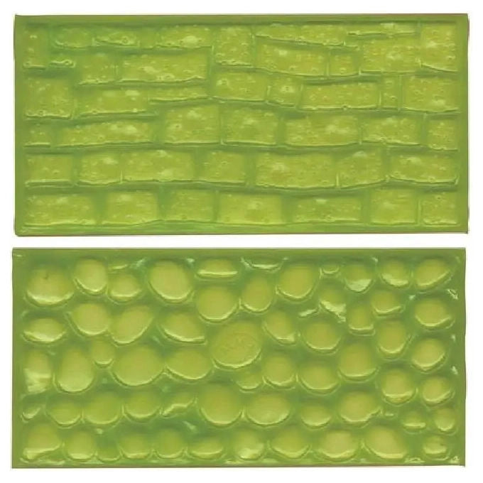 Bake Fun Tappetini Impressione Decorazione Torte Cobblestone Muro di Pietra Set 2 pezzi 145x70 mm