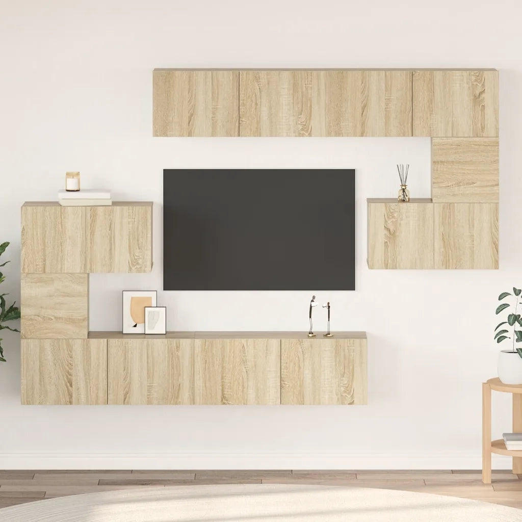 Set Mobili Porta TV 8pz Rovere Sonoma in Legno Multistrato 3079038