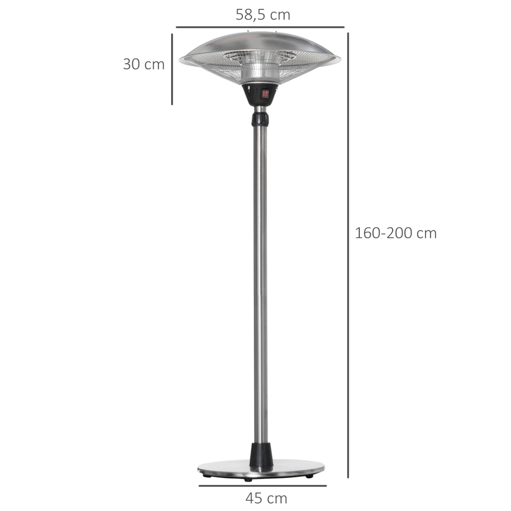 Stufa Riscaldatore Esterno Infrarossi ¨C Xylo ¨C 1200/1800/3000W Altezza Regolabile Argento