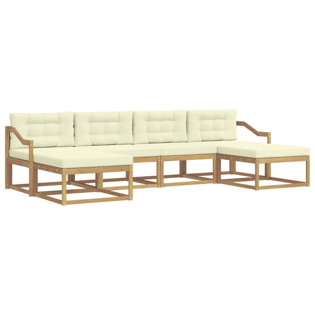 Set di divani da esterno con cuscino 6 pcs Bianco e Crema