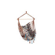 Bizzoto amaca pensile Santender azzurro/beige cm 120x146 con barra in legno