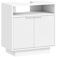Mobile Sotto Lavabo Bagno 60x33x63 cm Ante Design Canettato in MDF Bianco