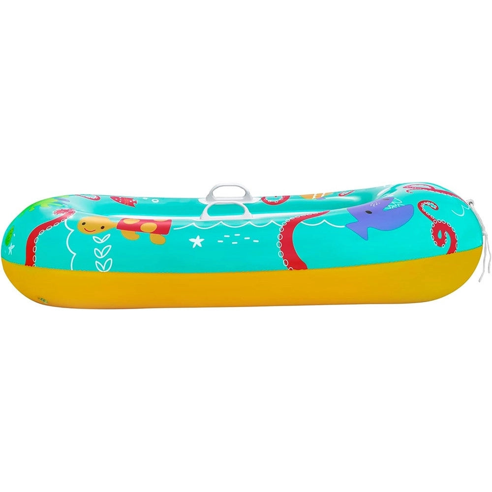 Trade Shop - Canotto Canottino Gonfiabile Per Bambini Balena Pesci Granchio Felice 119x79cm 34009 -