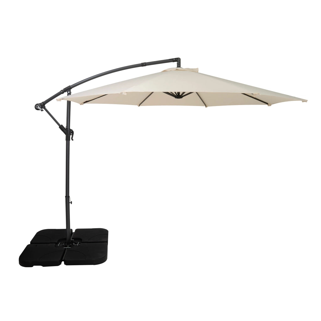 Ombrellone Decentrato 3m Cream Banana con Base Quadrata Riempibile
