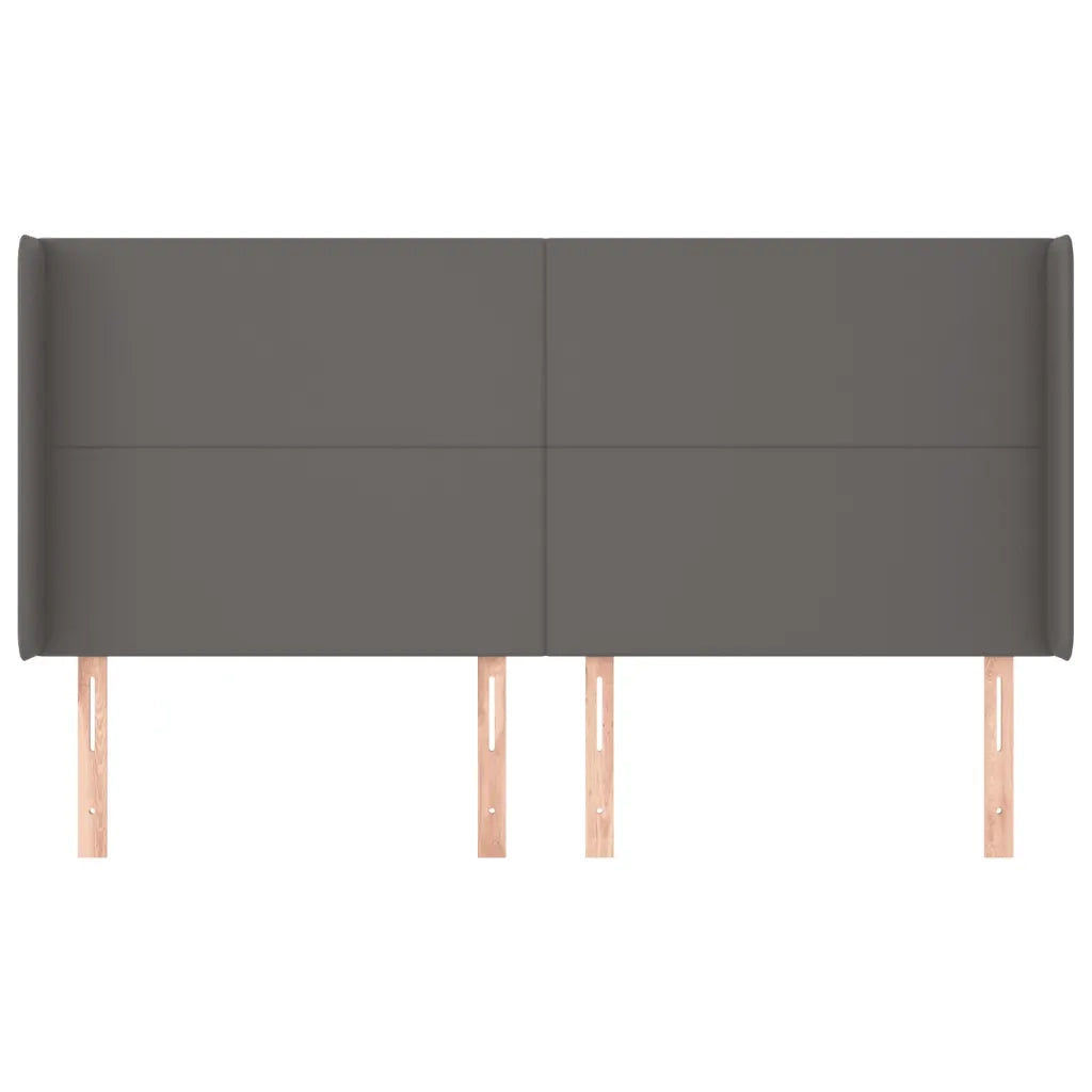 Testiera | Testata ad Orecchio Grigio 203x16x118/128 cm in Similpelle