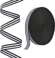 Tessuto a strisce larghe 2 cm x 50 metri - Lint a strisce larghe in bianco e nero per decorazioni di pacchi di regali, matrimonio, compleanno, Natale, festa di decorazione