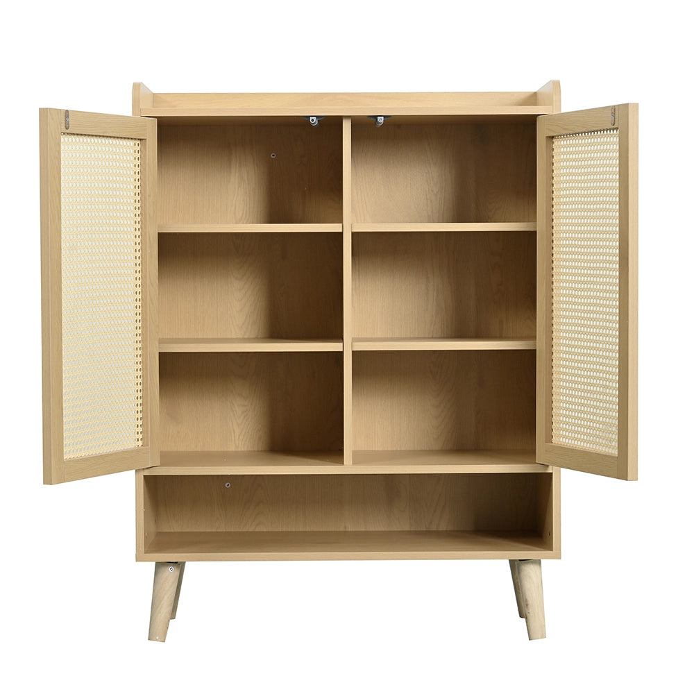 Armadio per scarpe in rattan naturale - Xylo - L80/H105/P35 cm - Poign??es e piedi in legno massello