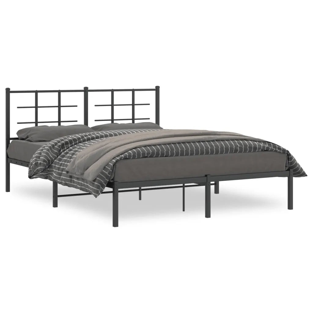 Giroletto con Testiera-Struttura Letto con testiera in Metallo Nero 160x200 cm 380768