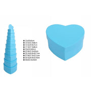 Trade Shop - Set 10pz Scatole Box Per Regali Varie Misure Matrioska Forma Cuore Celeste 71956 -