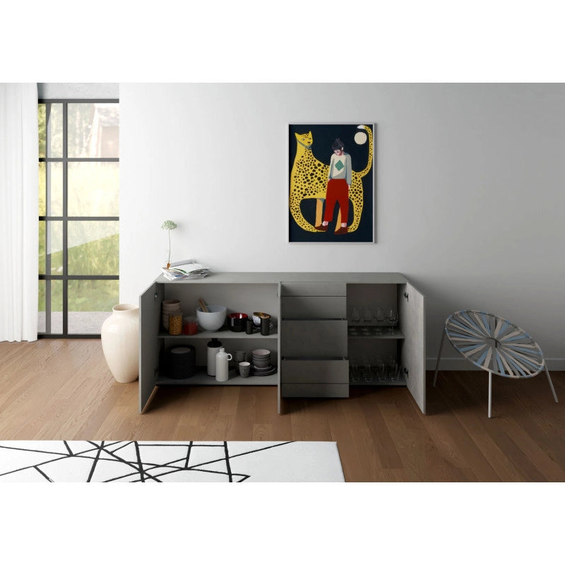 Madia moderna 3 ante/3 cassetti 200x40x83,5 cm Elios - Cashmere