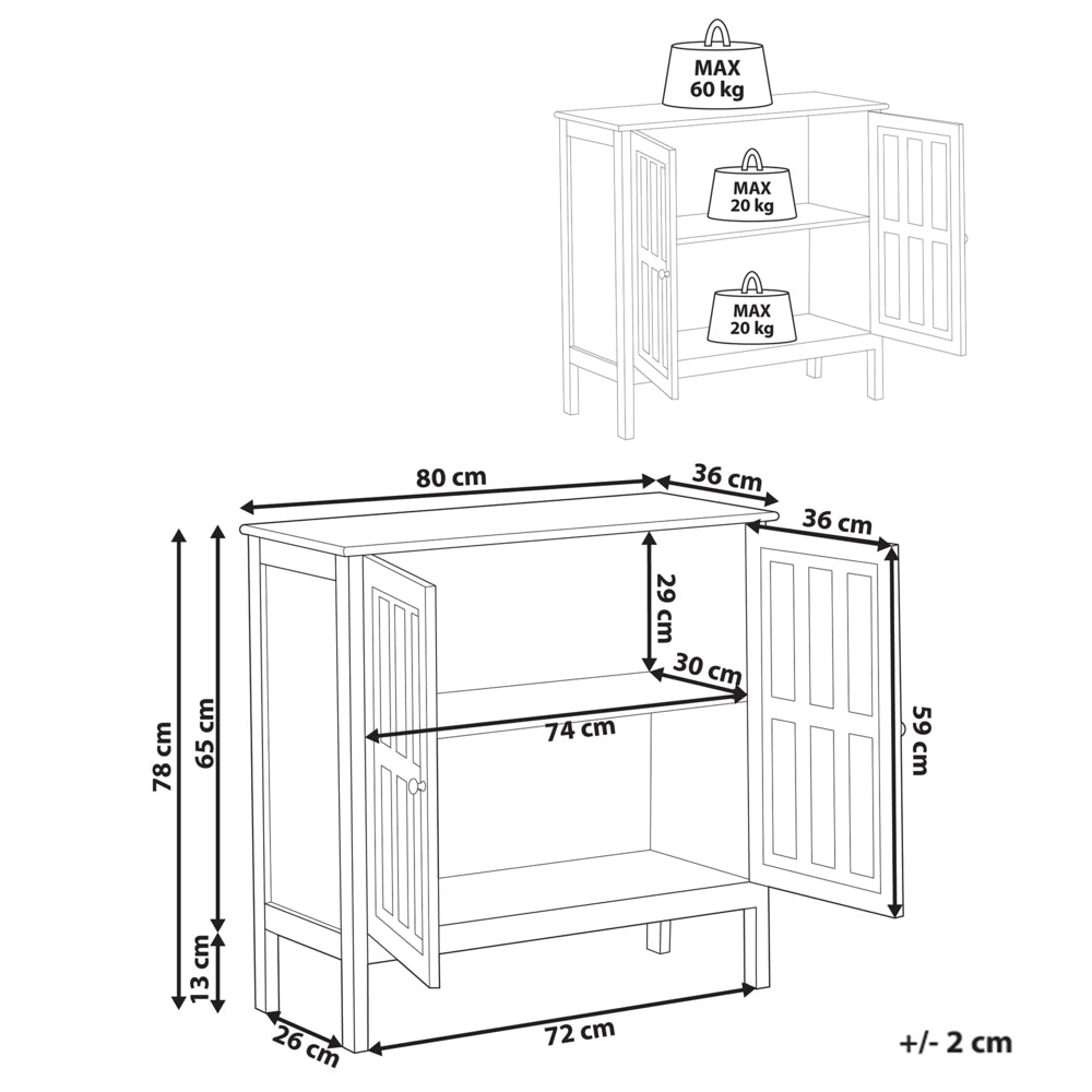 Credenza Bianca 2 Ante Armadio Portaoggetti Mediterraneo Minimalista