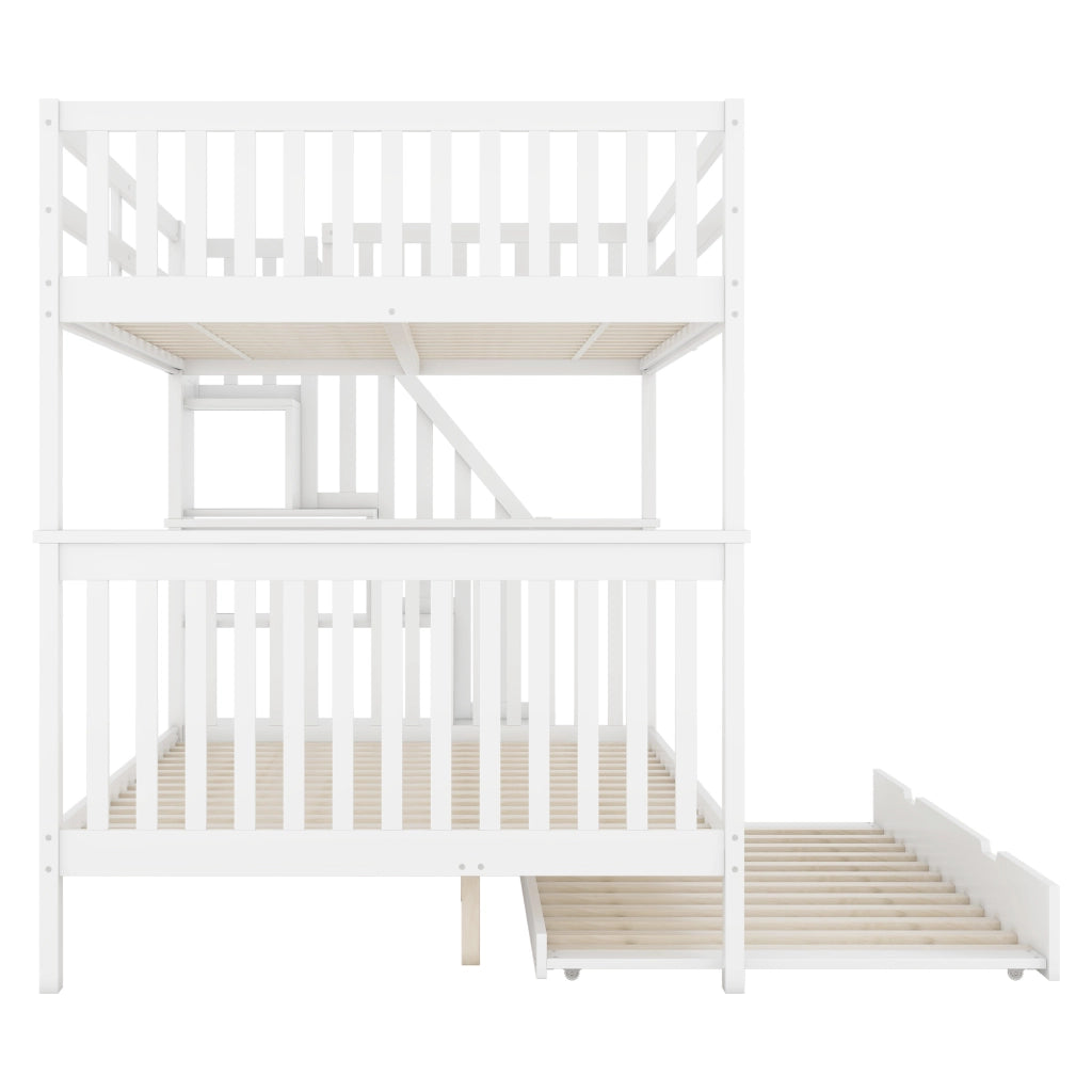 LETTO a castello con letto estraibile 140x200 cm in pino e MDF Bianco
