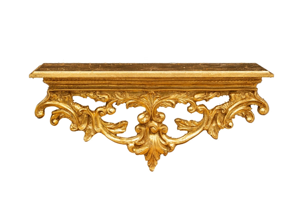 Biscottini MENSOLA A MURO IN LEGNO FINITURA FOGLIA ORO ANTICATO L46XPR17XH22 CM MADE IN ITALY