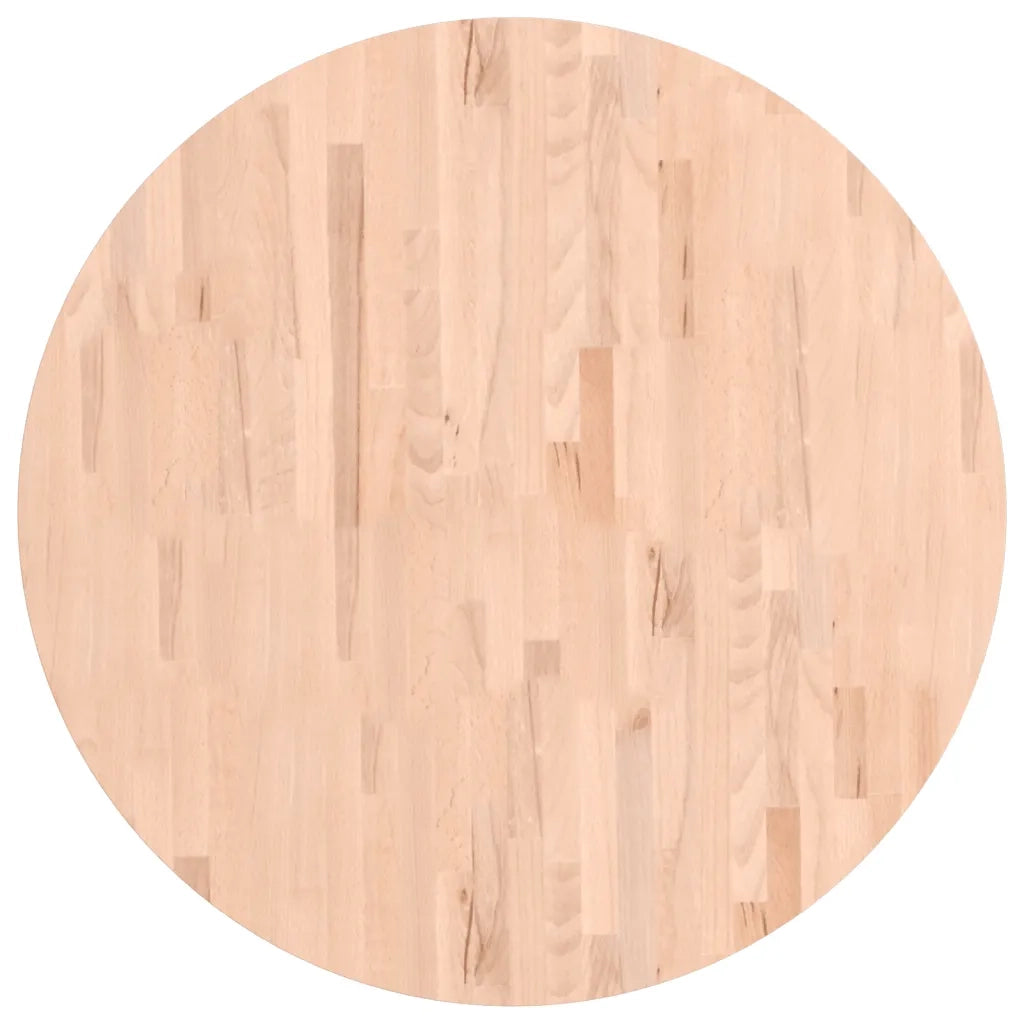 Piano per Tavolo Ø90x4 cm Rotondo in Legno Massello di Faggio 355926