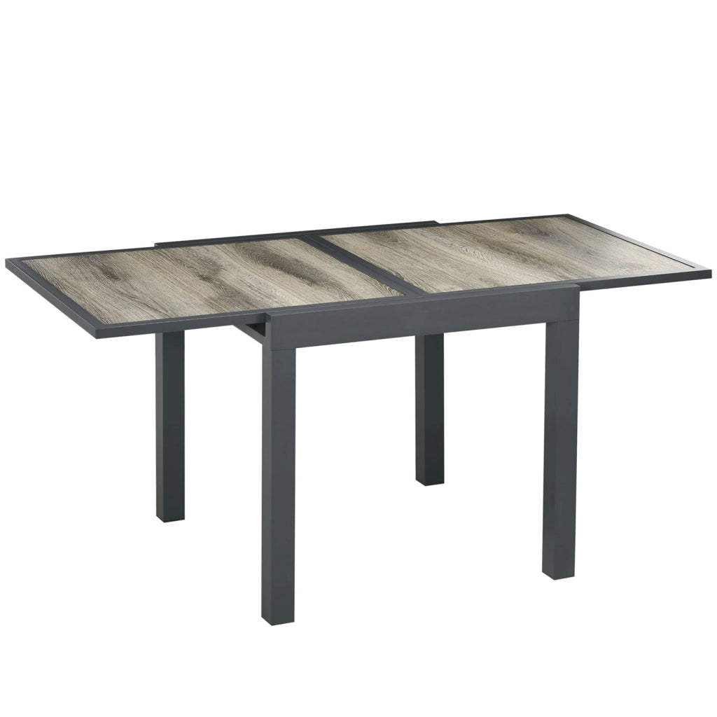 Tavolo da Giardino 80-160x80x75 cm Allungabile per 6 Persone in Plastica e Alluminio Beige