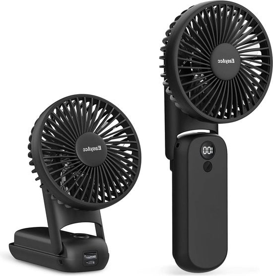 Ventilatore Portatile con Display LED 5 Velocità Batteria 32 Ore Caricabile con USB-C Facile da Pulire Ventilatore da Tasca con Durata Batteria 32 Ore