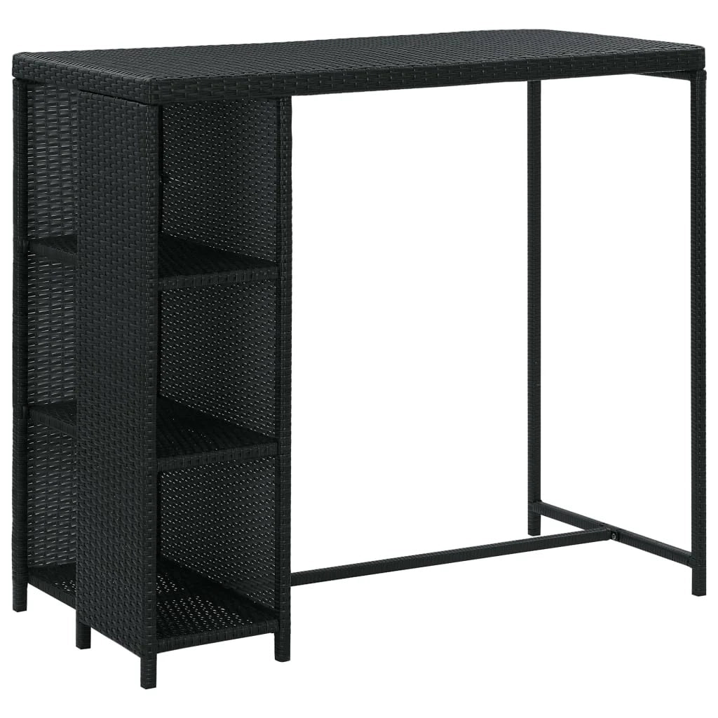 Set da bar da giardino 5 pezzi e cuscini in resina intrecciata nera 02_0014504