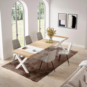 Consolle allungabile, 58 fino 302x90x73cm, Per 14 persone, Gambe in legno, colore Rovere e bianco RF2839