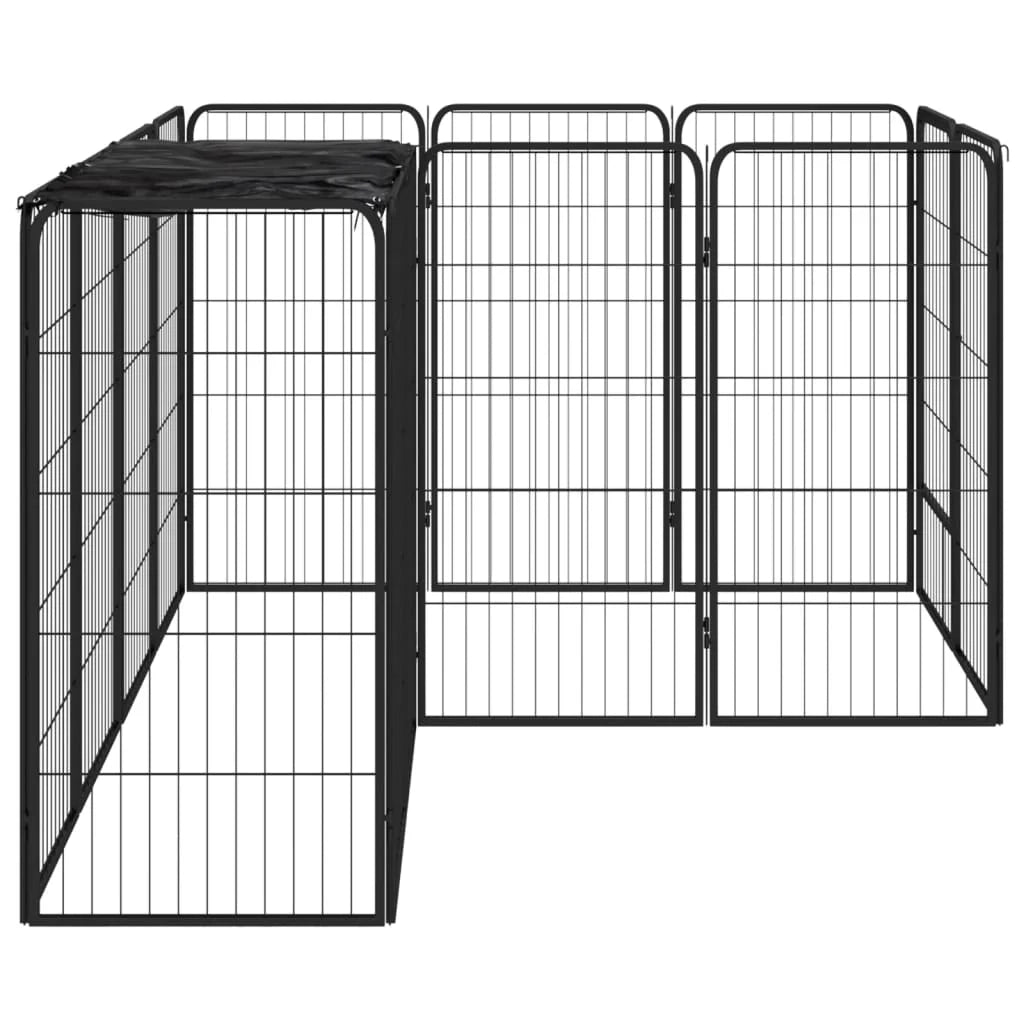 Recinto per cani 14 pannelli 50 x 100 cm acciaio verniciato a polvere nero 02_0043607