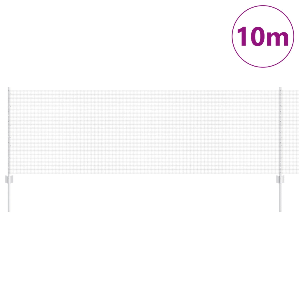 Recinzione in Rete Saldato con 5 Pali Argento 0.8x10 m Acciaio