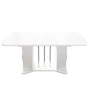 Tavolo da pranzo allungabile con 1 vano contenitore; stile classico; per sala da pranzo; bianco