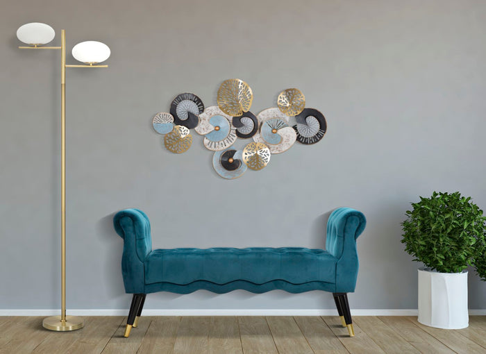 Panchetta Paris Oro 120x40x60 cm in Legno e Poliestere Ottanio