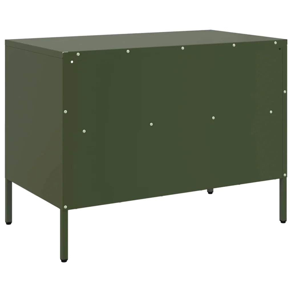Mobile TV multimediale mensola TV credenza TV sala da pranzo soggiorno camera da letto verde oliva 68 x 39 x 50,5 cm acciaio verde 02_0028269