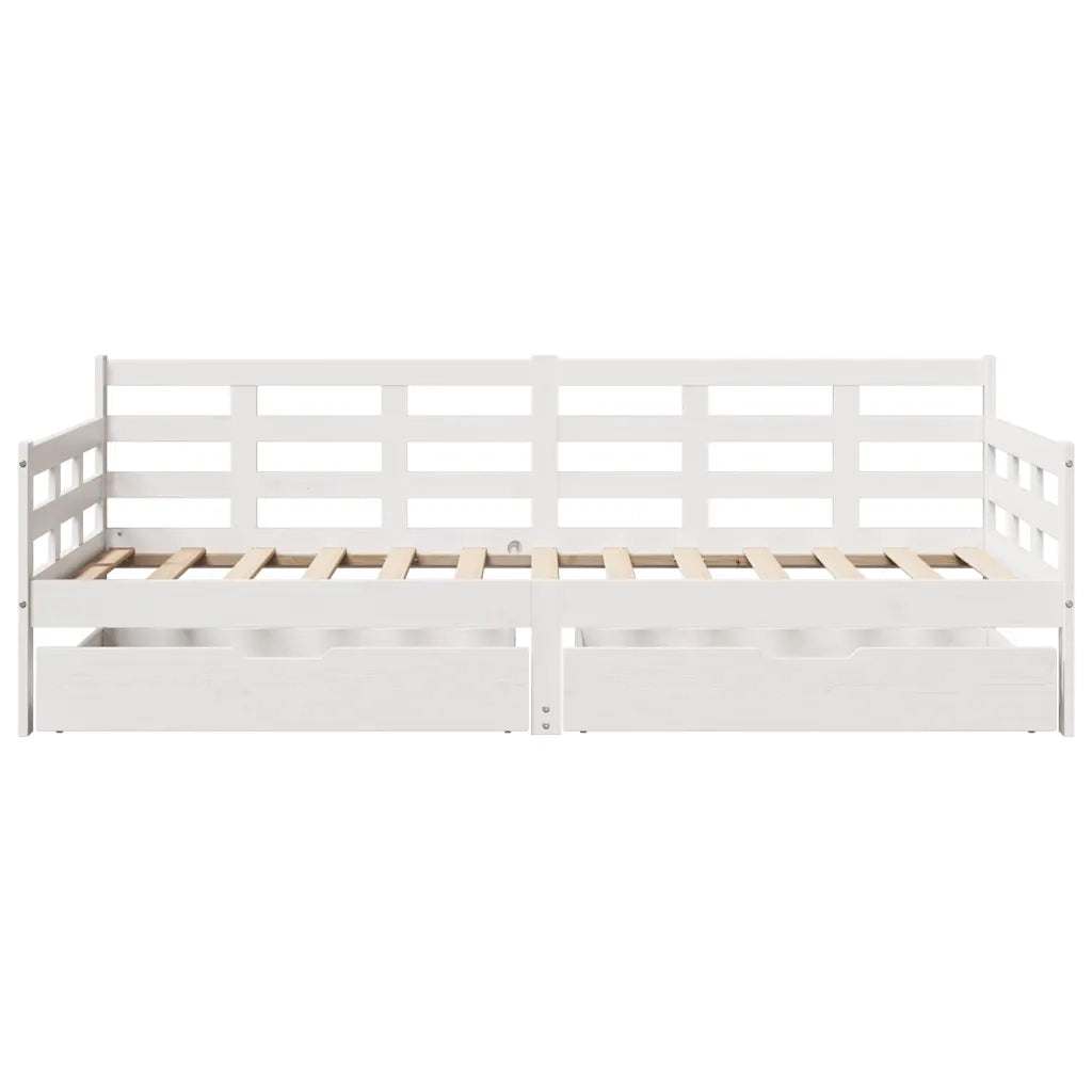 Dormeuse con Cassetti Bianco 90x190 cm Legno Massello di Pino 3302143