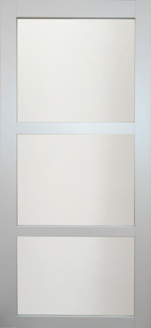 Porta scorrevole vetrata in tessuto grigio chiaro RAL 7035 'Greyria' Modello H204 x L93 + binario Alu + 2 gusci