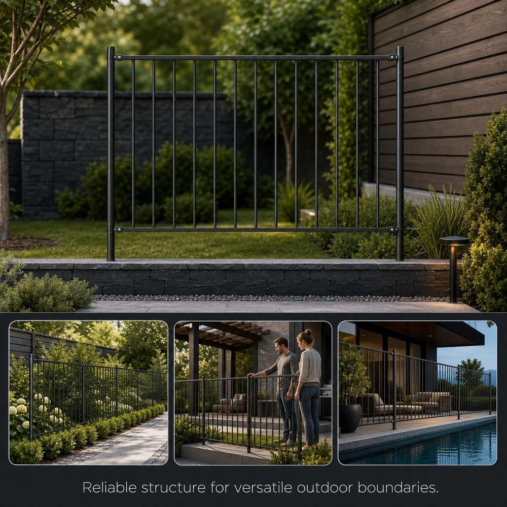 Fence Panel With Posts, Powder-coated Steel, 1.81 X 1 M, Anthracite