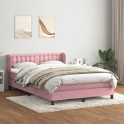 Giroletto a Molle con Materasso Rosa 160x210 cm in Velluto 3317870