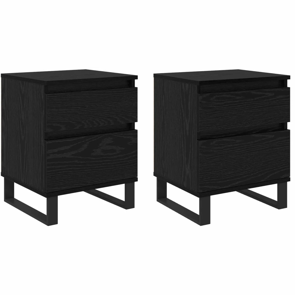 Armadio da Notte con cassetto 2 pcs Rovere Nero 40 x 35 x 50 cm