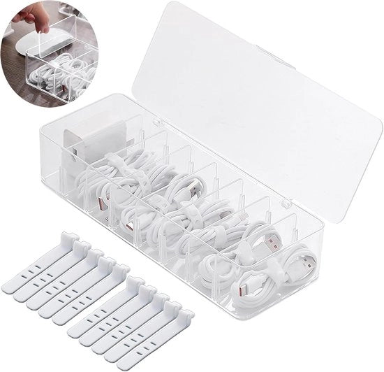 Cassetto di stoccaggio per cavi - Gestione dei cavi - 1 pezzo - Translucido - Plastica
