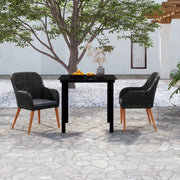Set da Pranzo per Giardino 3 pz con Cuscini Nero cod mxl 39860